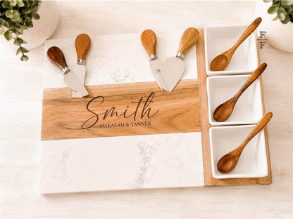 Marble Charcuterie Board 11 Piece Set