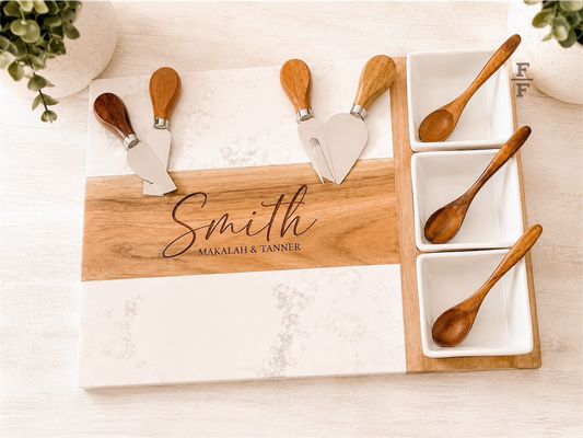 Marble Charcuterie Board 11 Piece Set