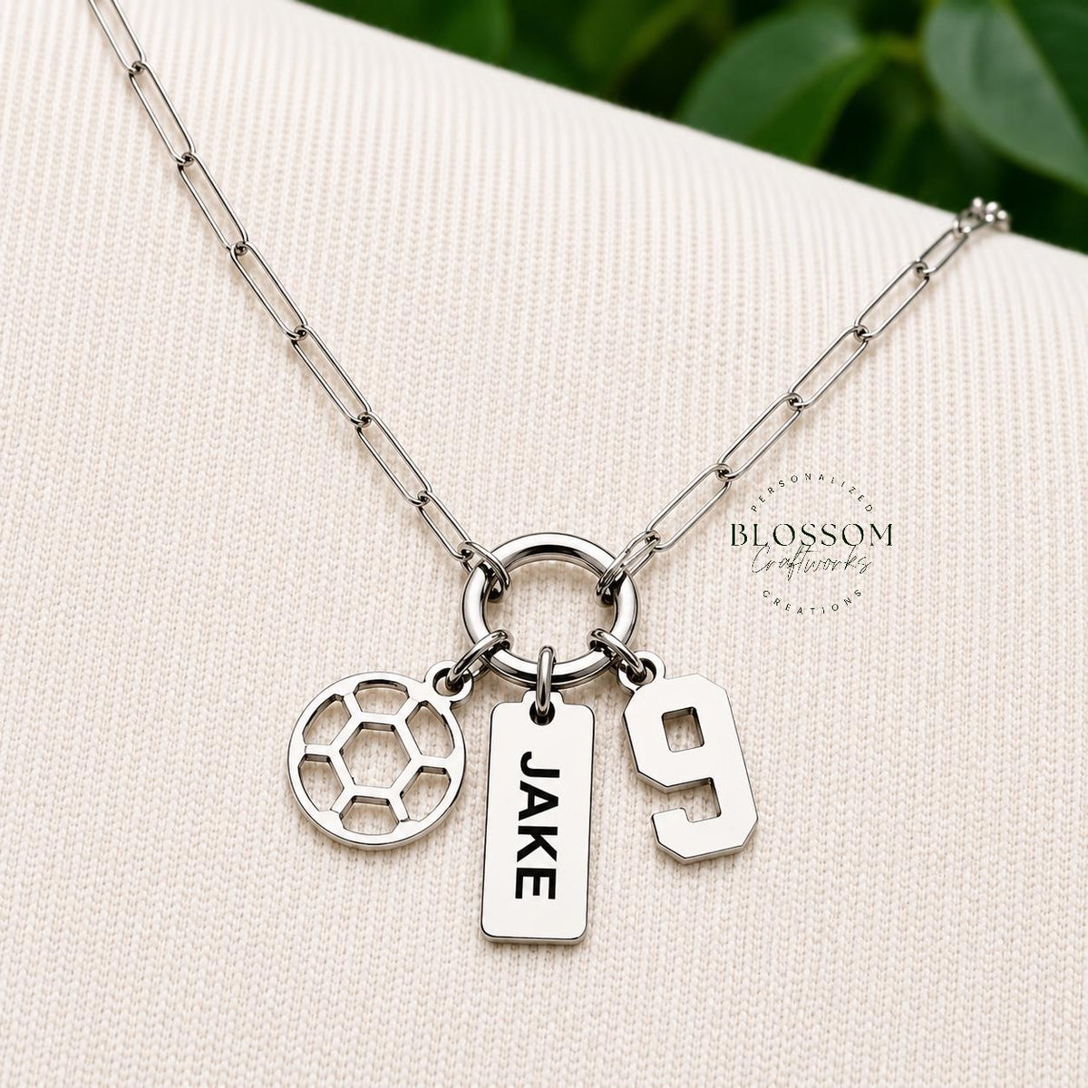 Personalized Soccer Charm Necklace, Sports Mom Game Day Gift