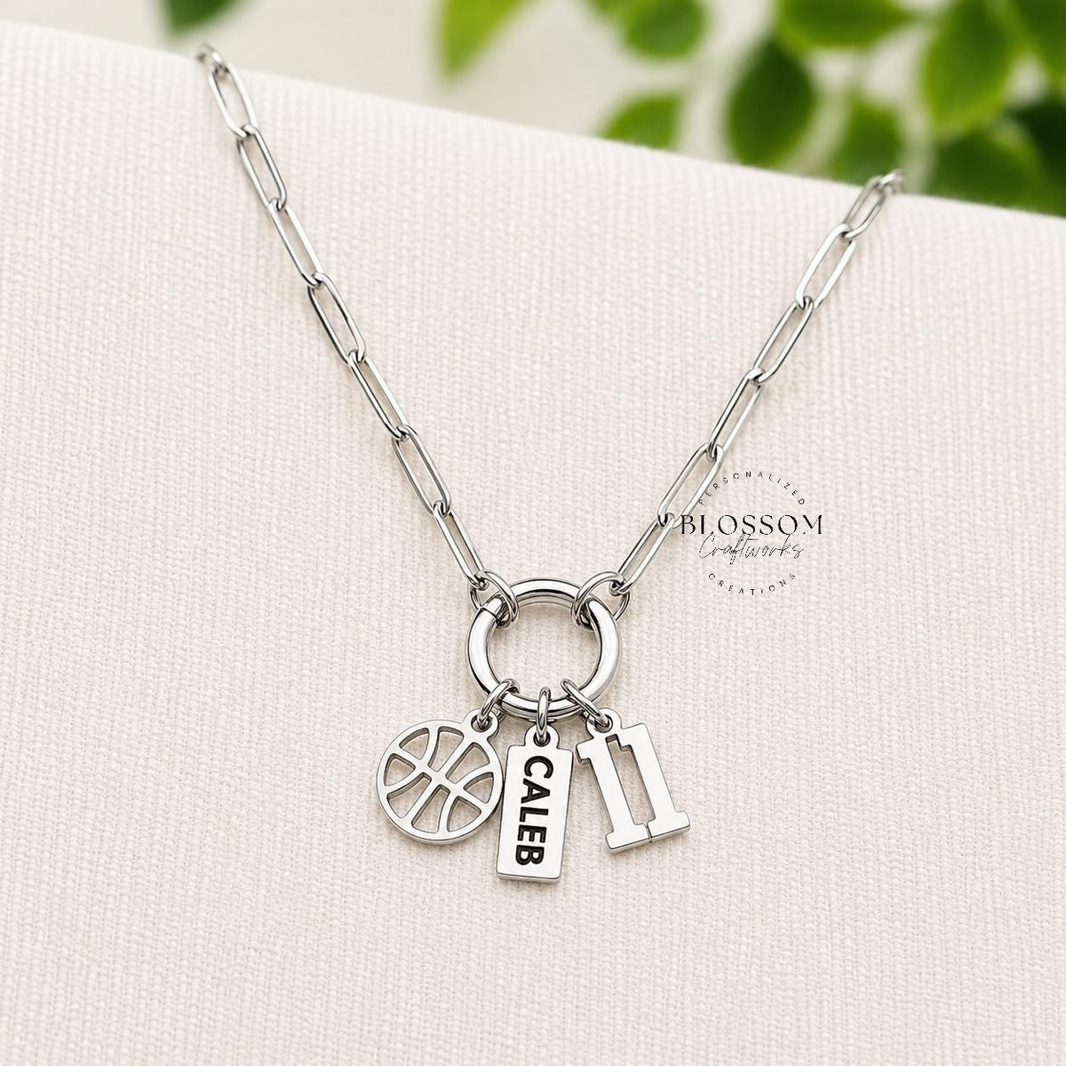 Personalized Basketball Charm Necklace, Sports Mom Game Day Gift