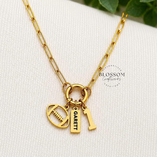 Personalized Foobtall Charm Necklace, Sports Mom Game Day Gift